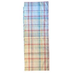 Table Runner 13x72in Woven Polyester Plaid Pastel off white Easter Spring